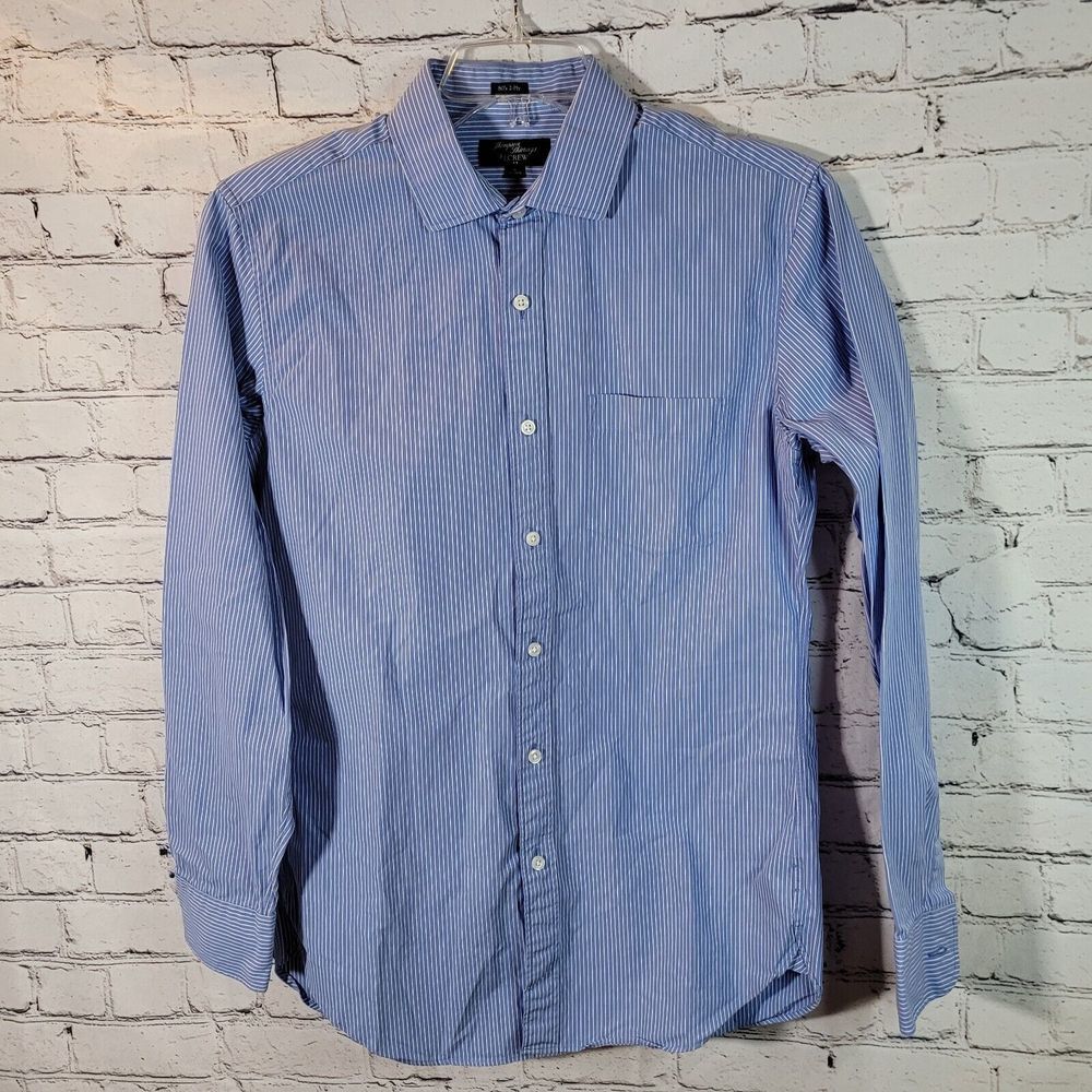 J.Crew Thompson‎ Shirtings Mens M Blue White Striped Button Down Shirt Excellent